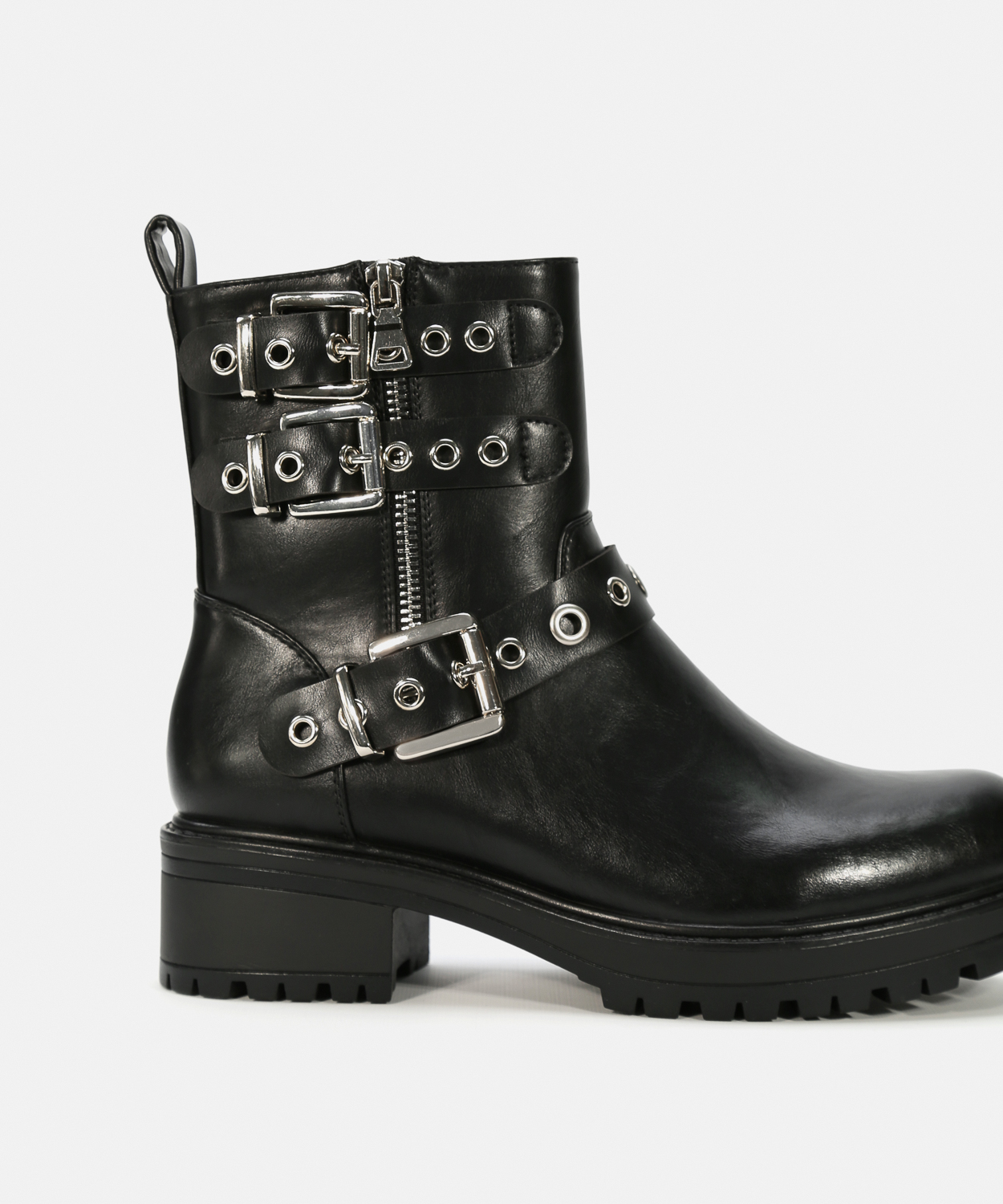 Botins pretos plataforma fivelas image number null